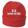 Cappello invernale Doncaster inghilterra rosso ricamato in pile / polar taglia unica / cod. 217