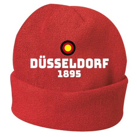 Cappello invernale Dusseldorf Germania rosso ricamato in pile / polar taglia unica / cod. 34