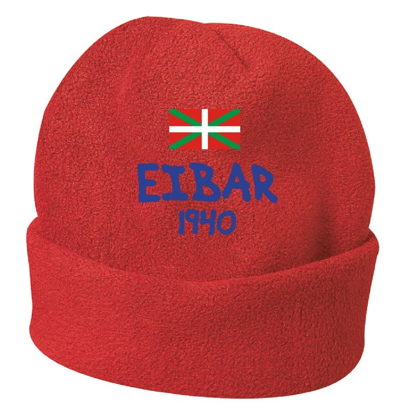 Cappello invernale Eibar Spagna rosso ricamato in pile / polar taglia unica / cod. 147