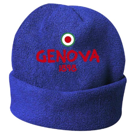 Cappello invernale Genova 1898 blue ricamato in pile / polar taglia unica / cod. 49