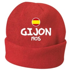 Cappello invernale Gijon Spagna rosso ricamato in pile / polar taglia unica / cod. 146