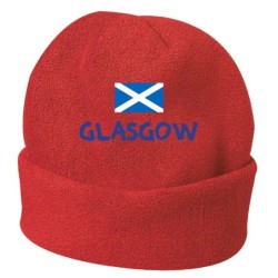 Cappello invernale Glasgow rosso Scozia ricamato in pile / polar taglia unica / cod. 129