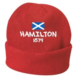 Cappello invernale Hamilton Scozia rosso ricamato in pile / polar taglia unica / cod. 123