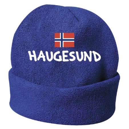 Cappello invernale Haugesund Norvegia blue ricamato in pile / polar taglia unica / cod. 106