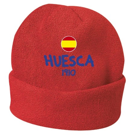 Cappello invernale Huesca Spagna rosso ricamato in pile / polar taglia unica / cod. 170