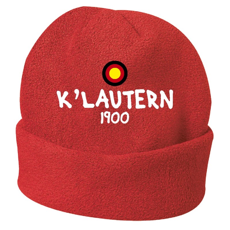 Cappello invernale Kaiserslautern Germania rosso ricamato in pile / polar taglia unica / cod. 26