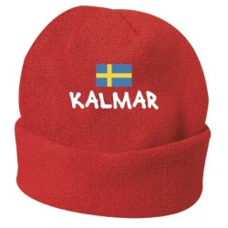 Cappello invernale Kalmar Svezia rosso ricamato in pile / polar taglia unica / cod. 182