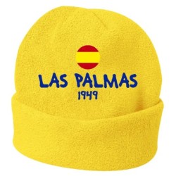 Cappello invernale Las Palmas Spagna giallo ricamato in pile / polar taglia unica / cod. 149