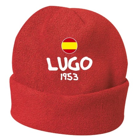 Cappello invernale Lugo Spagna rosso ricamato in pile / polar taglia unica / cod. 154