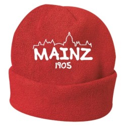 Cappello invernale Mainz germania rosso ricamato in pile / polar taglia unica / cod. 8