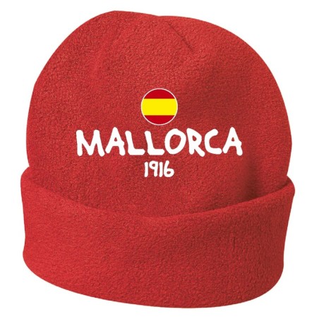 Cappello invernale Mallorca Spagna rosso ricamato in pile / polar taglia unica / cod. 166