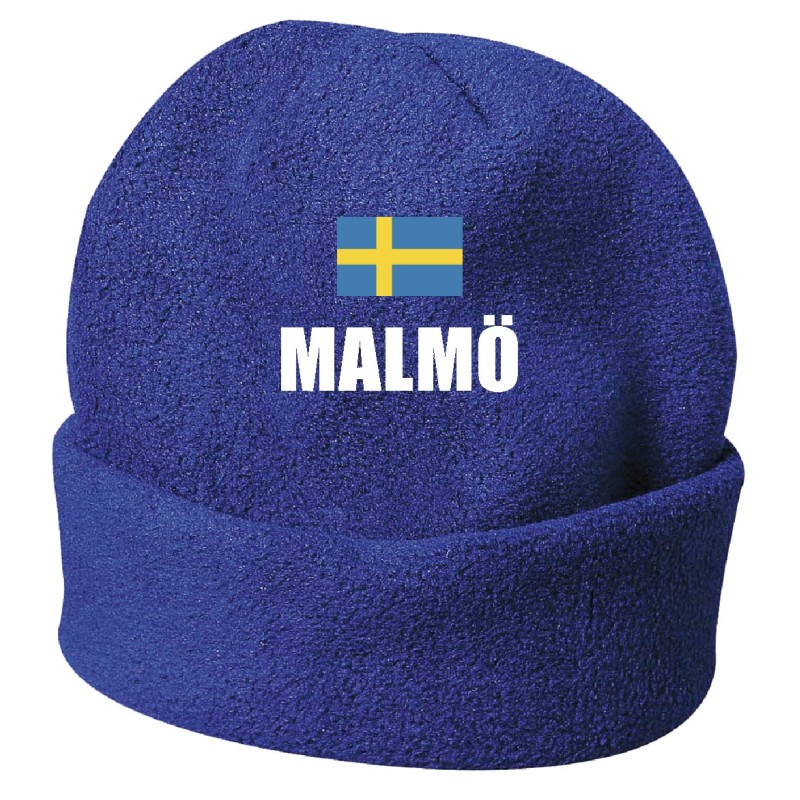 Cappello invernale Malmo Svezia blue ricamato in pile / polar taglia unica / cod. 183