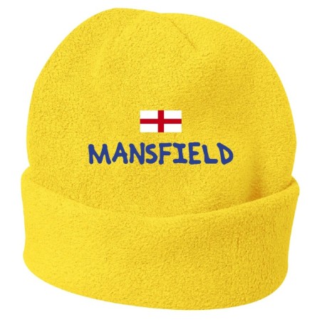 Cappello invernale Mansfield Uk giallo ricamato in pile / polar taglia unica / cod. 223