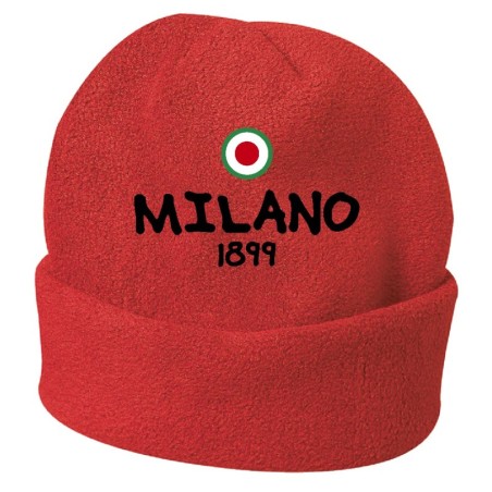 Cappello invernale Milano rossonera 1899 ricamato in pile / polar taglia unica / cod. 53