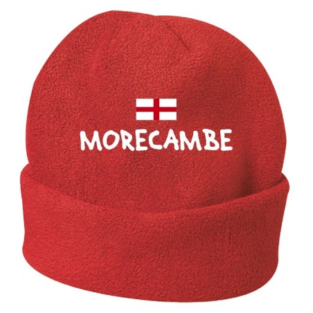 Cappello invernale Morecambe Uk rosso ricamato in pile / polar taglia unica / cod. 224