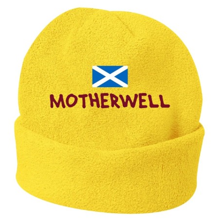 Cappello invernale Motherwell Scozia giallo ricamato in pile / polar taglia unica / cod. 127