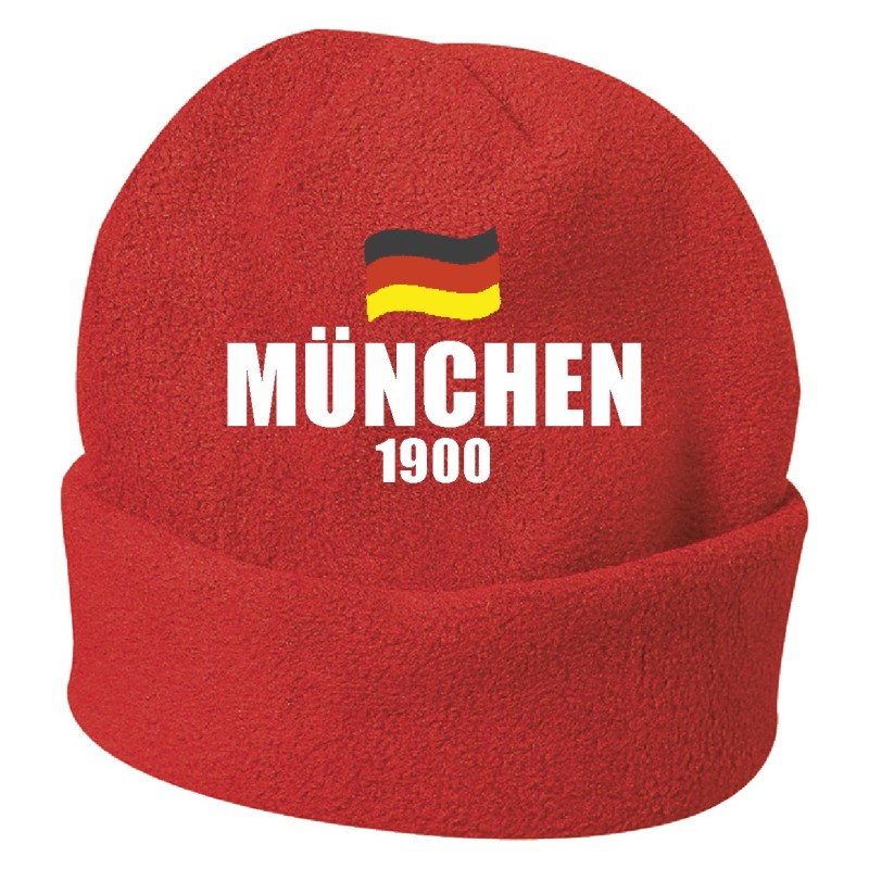 Cappello invernale Munchen Germania rosso ricamato in pile / polar taglia unica / cod. 10