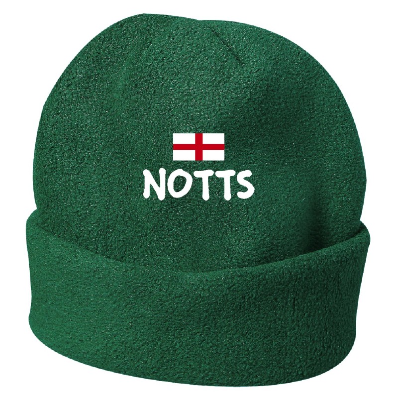 Cappello invernale Notts Uk verde ricamato in pile / polar taglia unica / cod. 226