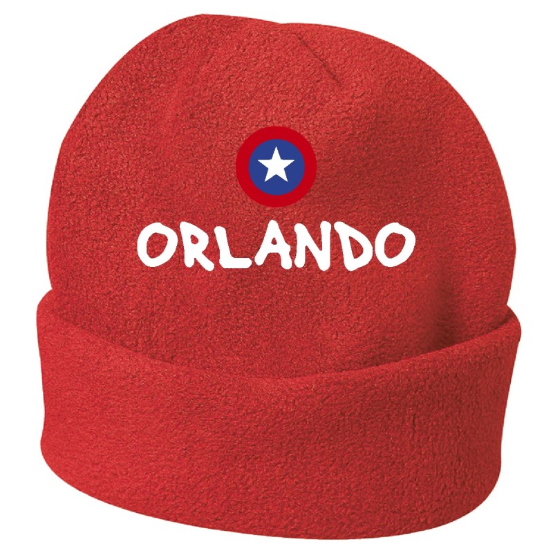 Cappello invernale Orlando rosso USA ricamato in pile / polar taglia unica / cod. 95