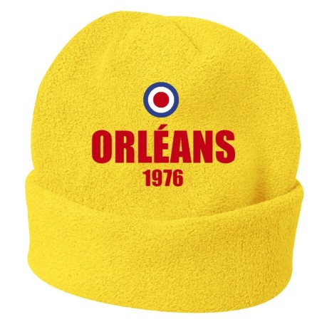 Cappello invernale Orleans francia giallo ricamato in pile / polar taglia unica / cod. 5