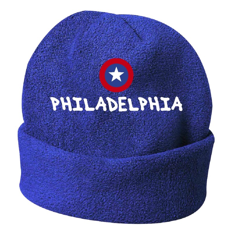 Cappello invernale Philadelphia blue USA ricamato in pile / polar taglia unica / cod. 96