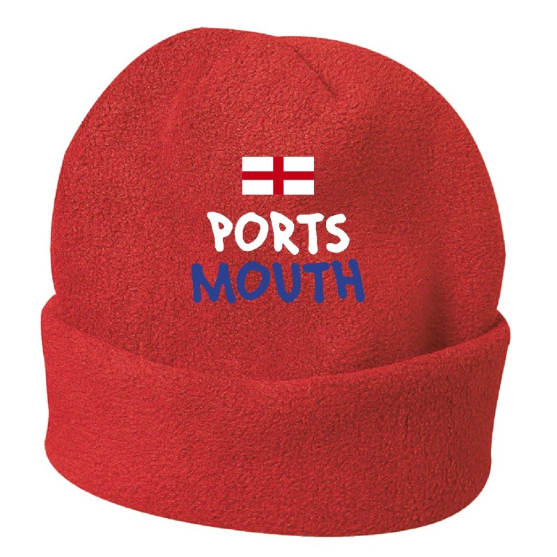 Cappello invernale portsmouth Uk rosso ricamato in pile / polar taglia unica / cod. 228