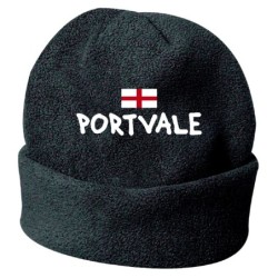 Cappello invernale portvale Uk nero ricamato in pile / polar taglia unica / cod. 201