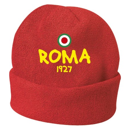 Cappello invernale Roma 1927 giallorosso ricamato in pile / polar taglia unica / cod. 57