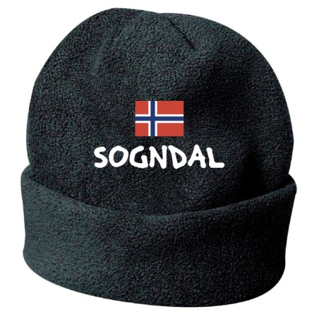 Cappello invernale Sogndal Norvegia nero ricamato in pile / polar taglia unica / cod. 114