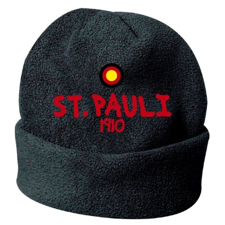 Cappello invernale St. Pauli Germania nero ricamato in pile / polar taglia unica / cod. 33