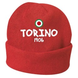 Cappello invernale Torino 1906 rosso ricamato in pile / polar taglia unica / cod. 60