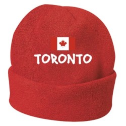 Cappello invernale Toronto canada rosso ricamato in pile / polar taglia unica / cod. 102