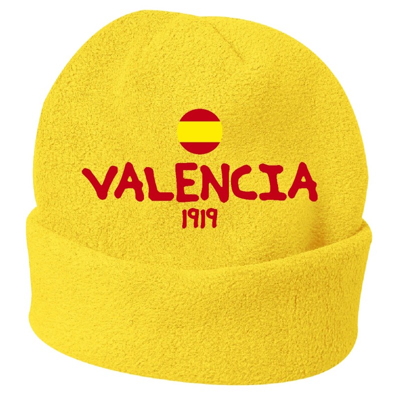 Cappello invernale Valencia Spagna giallo ricamato in pile / polar taglia unica / cod. 150