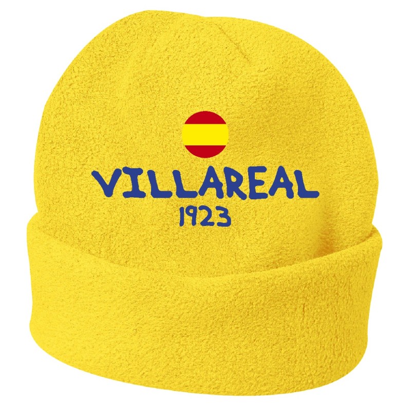 Cappello invernale Villareal Spagna giallo ricamato in pile / polar taglia unica / cod. 151