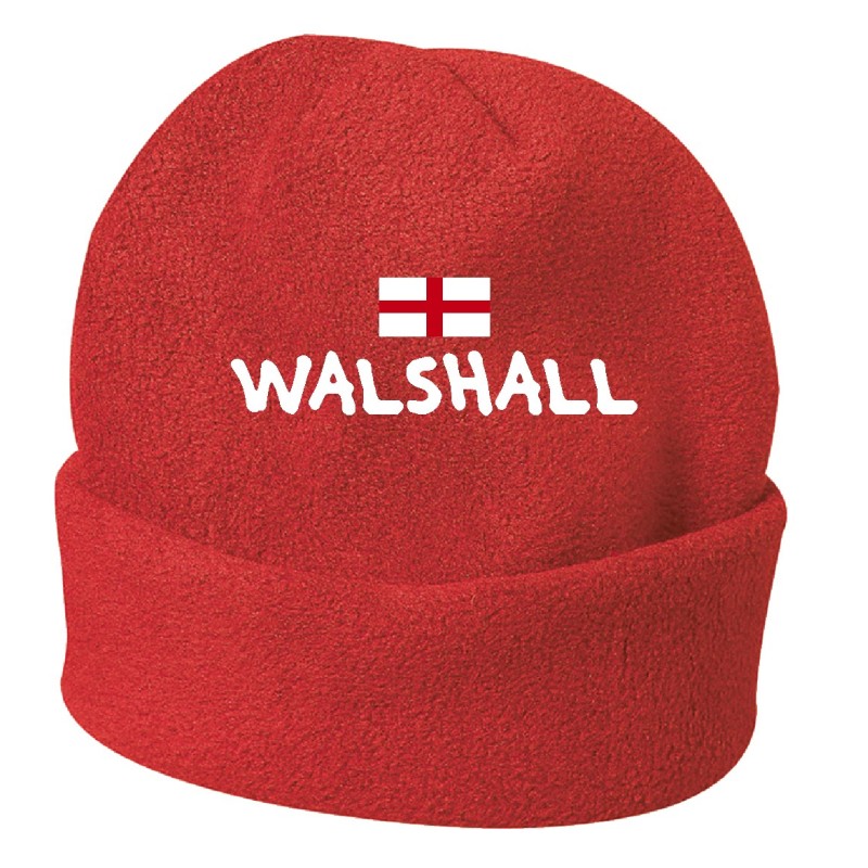 Cappello invernale Walshall inghilterra rosso ricamato in pile / polar taglia unica / cod. 208