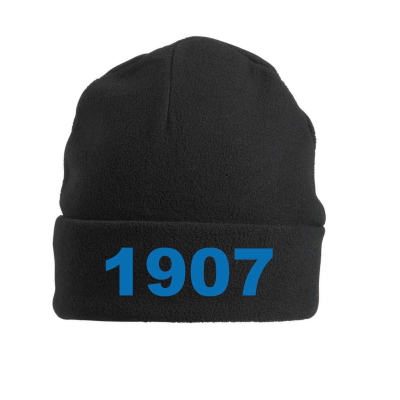 Cappello nero invernale in pile / polar scritta 1907 Bergamo neroazzurra taglia unica / cod.