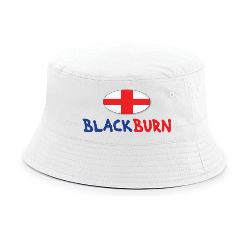 Cappellino pescatore bucket bianco black burn tifosi calcio inglese