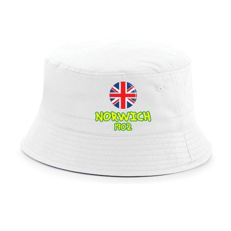 Cappellino pescatore bucket bianco Norwich 1902 tifosi calcio inglese