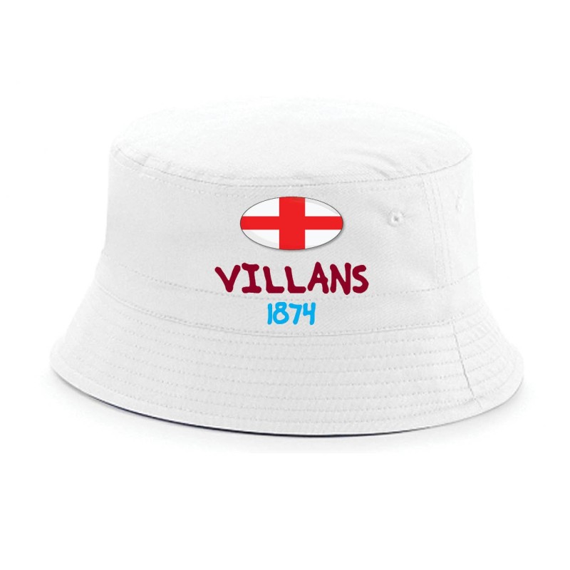 Cappellino pescatore bucket bianco villans 1874 tifosi calcio inglese