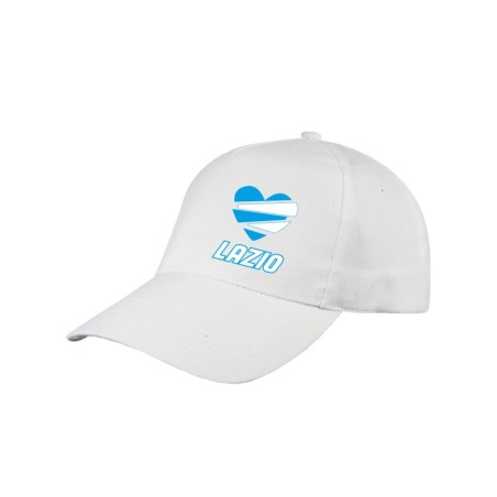 Cappellino tifosi Lazio biancoazzurro  bianco con becca. Cappellino poliestere, 5 pannelli, regolazione velcro