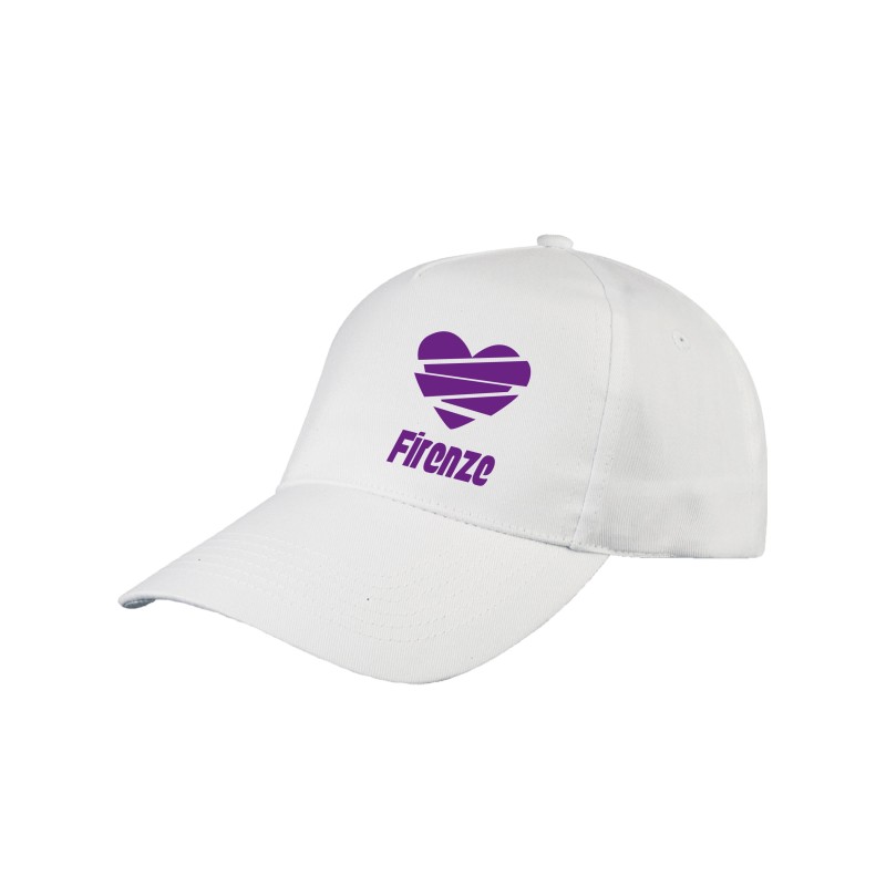 Cappellino tifosi Firenze viola cuore spezzato Cappellino in poliestere, 5 pannelli, regolazione in velcro