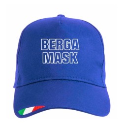 Cappellino ricamato BERGAMASK bergamasco dialetto BERGAMO con tricolore bandiera poliestere, 5 pannelli