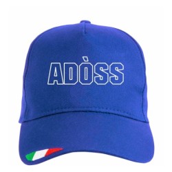 Cappellino ricamato ADòSS BERGAMO con tricolore bandiera poliestere, 5 pannelli, regolazione in velcro