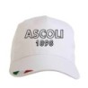 Cappellino ricamato ASCOLI 1898 bianco con tricolore bandiera - poliestere, 5 pannelli, regolazione in velcro