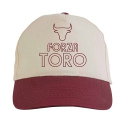 Cappellino ricamato forza TORO bianco granata - poliestere, 5 pannelli, regolazione in velcro