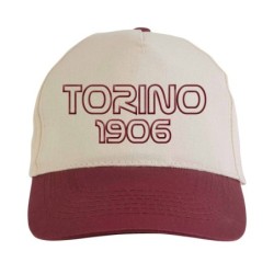 Cappellino ricamato forza Torino anno 1906 bianco granata - poliestere, 5 pannelli, regolazione in velcro