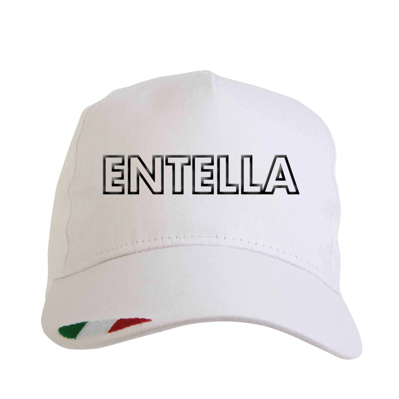 Cappellino ricamato Chiavari bianco con tricolore bandiera - poliestere, 5 pannelli, regolazione in velcro