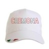 Cappellino ricamato CREMONA grigiorosso con tricolore bandiera - poliestere, 5 pannelli, regolazione in velcro