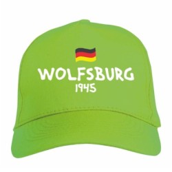 Cappellino ricamato WOLFSBURG verde - poliestere, 5 pannelli, regolazione in velcro