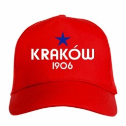 Cappellino ricamato Polonia KRAKOW rosso - poliestere, 5 pannelli, regolazione in velcro